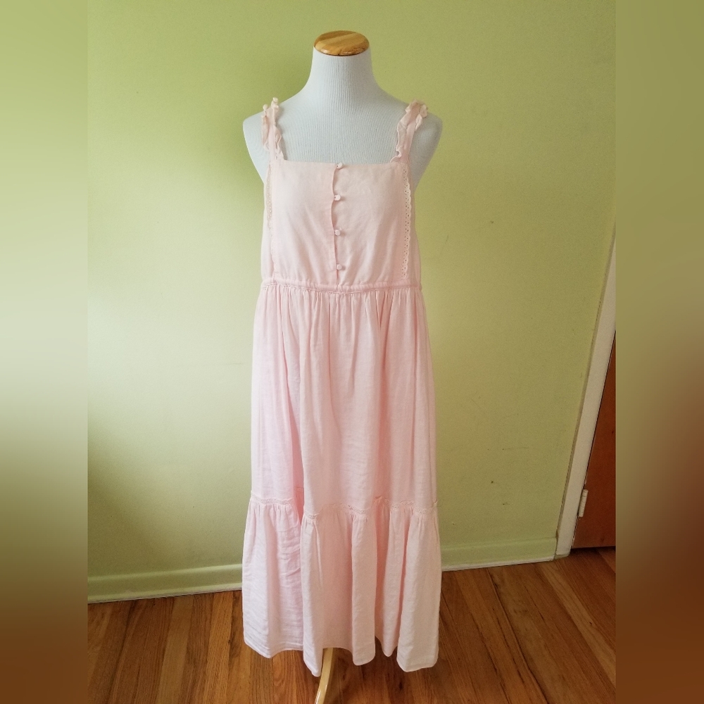 LoveShackFancy Light Pink Cotton Linen Dress Size S Pre-owned